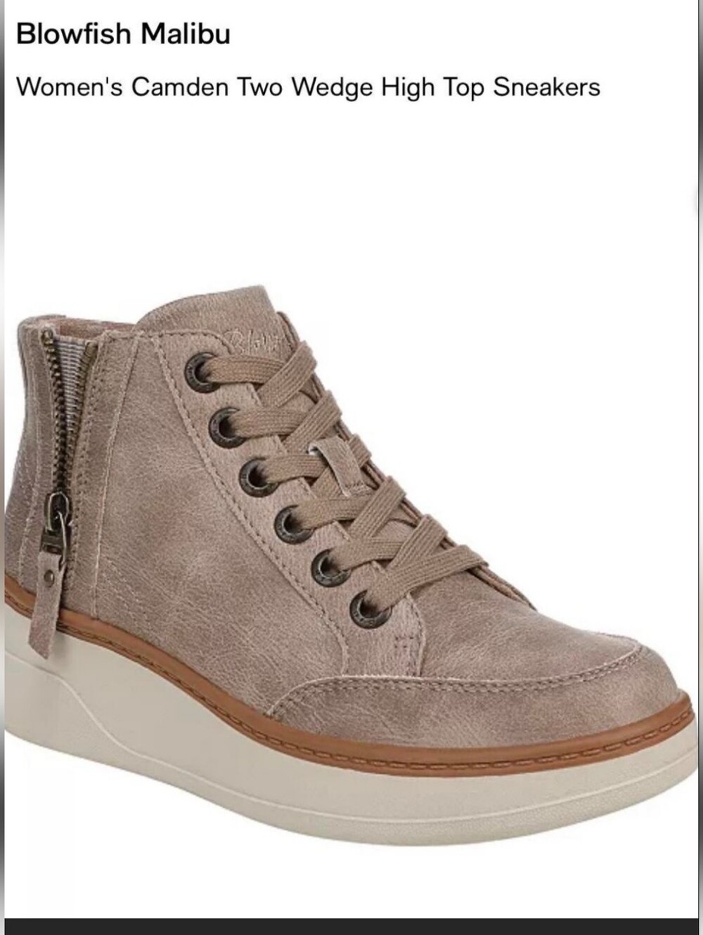 Blowfish Malibu Women's Tan High-Top Lace-Up Sneakers with Side Zip